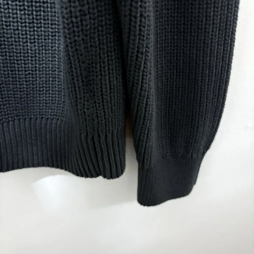 Old Navy Sweater Mens L Gray Zip Neck Cotton Shaker Knit Mock Neck Pullover
